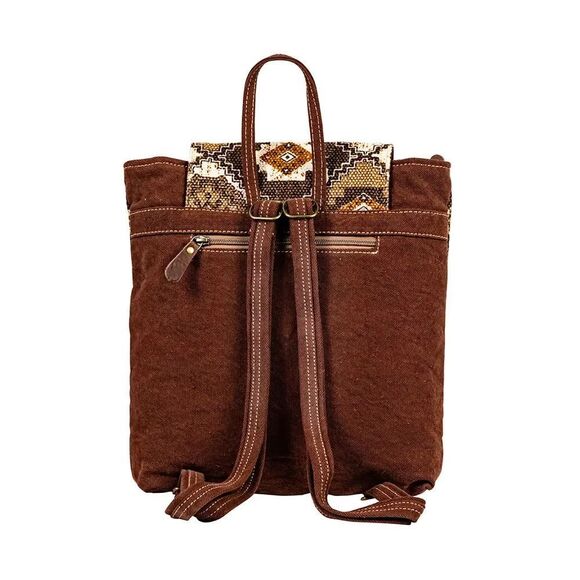 Myra Bag Handmade Ayita Backpack Upcycled Canvas & Cowhide Leather main image 3